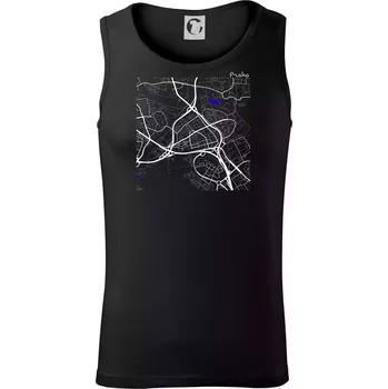 Praha - 14100 mapa s vodními toky - Tílko pánské Core - L ( Černá )