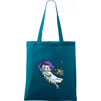 Kočka na měsíci - Taška bavlněná - 42 x 38 cm ( Petrolejová )