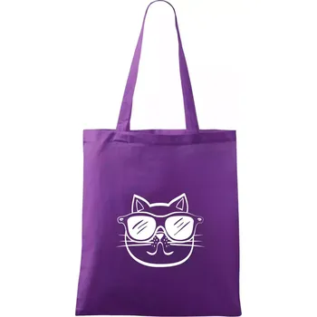 Kočka s brýlemi - Taška bavlněná - 42 x 38 cm ( Fialová )