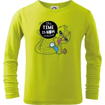 Dětská móda The time is meow - Triko dětské Long Sleeve - 158 cm/12 let ( Limetková )