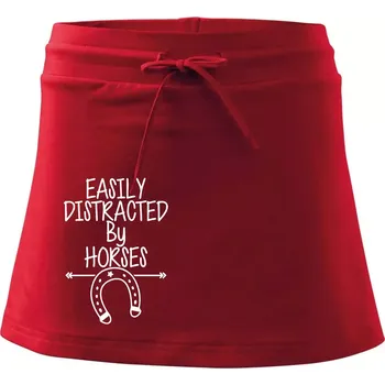 Dámská sukně Easily Distracted by Horse - Sportovní sukně - two in one - XS ( Červená )