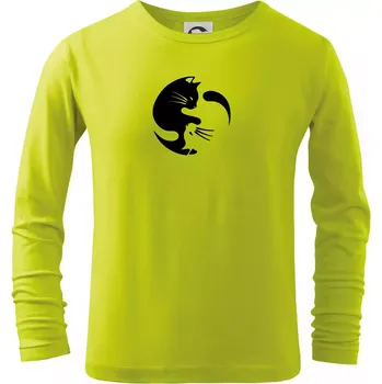 Dětská móda Kočka - Jin jang - Triko dětské Long Sleeve - 134 cm/8 let ( Limetková )