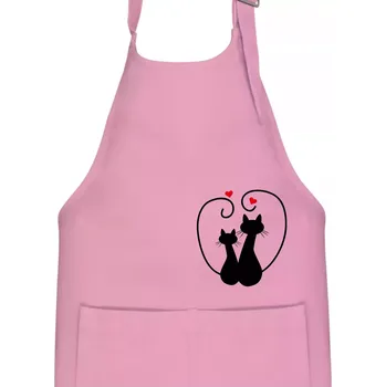Kuchyňská zástěra Kočky - Zamilovaný pár - Dětská zástěra na vaření - Univerzální velikost ( Růžová )