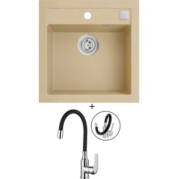 Granitový dřez Granitový dřez SET Alveus FORMIC 20 beige 55 + Kuchinox ELZA BKE 761 chrom/černá