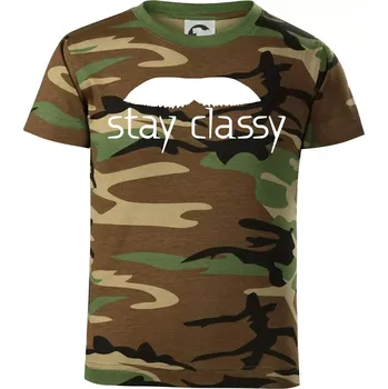 Chlapecké tričko Stay Classy - mustache - Dětské maskáčové triko - 122 cm/6 let ( Hnědý maskáč )