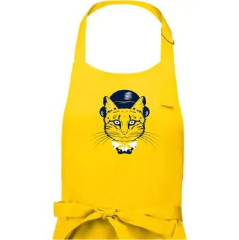 Kuchyňská zástěra Kočka hipster s kloboukem - Pánská zástěra na vaření - Univerzální velikost ( Žlutá )