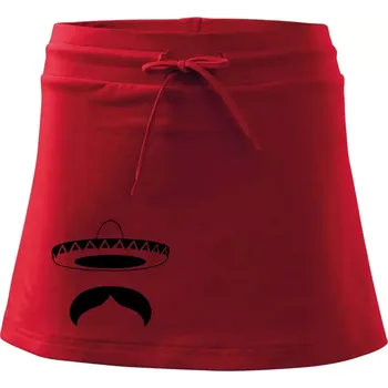 Dámská sukně Mexican Mustache - Sportovní sukně - two in one - L ( Červená )