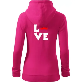 Dámská mikina Love mustache - Dámská mikina trendy zipper s kapucí - 2XL ( Purpurová )