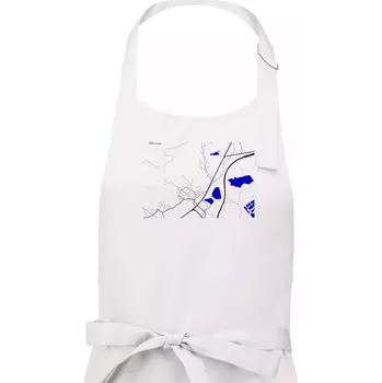 Kuchyňská zástěra Chlumec 403 39 mapa s vodními toky - Pánská zástěra na vaření - Univerzální velikost ( Bílá )