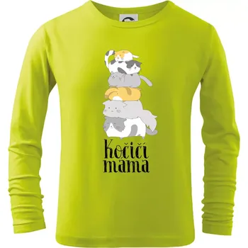 Dětská móda Kočičí máma - Triko dětské Long Sleeve - 146 cm/10 let ( Limetková )