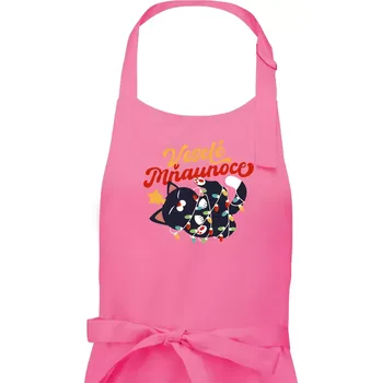 Kuchyňská zástěra Veselé Mňaunoce - Dámská zástěra na vaření - Univerzální velikost ( Růžová )