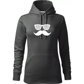 Dámská mikina Mustache brýle - Mikina dámská Cape s kapucí - M ( Tmavá břidlice (šedá se zeleným nádechem) )