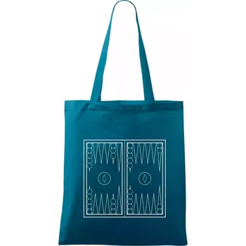 Backgammon černobílý - Taška bavlněná - 42 x 38 cm ( Petrolejová )