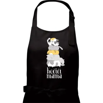 Kuchyňská zástěra Kočičí máma - Dámská zástěra na vaření - Univerzální velikost ( Černá )