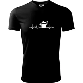 Pánské tričko EKG kuchař hrnec - Pánské triko Fantasy sportovní (dresovina) - 3XL ( Černá )