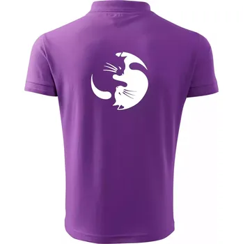 Pánská košile Kočka - Jin jang - Polokošile pánská Pique Polo 203 - 2XL ( Fialová )