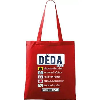 Nákupní taška Děda sro služby - Taška bavlněná - 42 x 38 cm ( Červená )