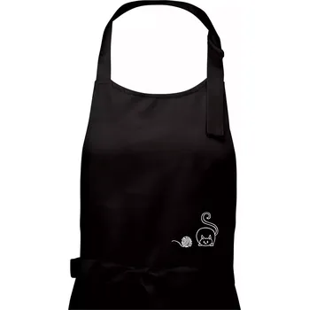 Kuchyňská zástěra Kočka klubíčko - Pánská zástěra na vaření - Univerzální velikost ( Černá )