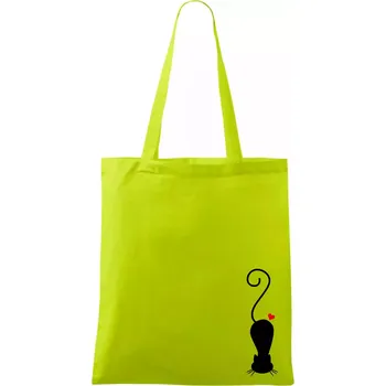 Zamilovaná kočka ležící - Taška bavlněná - 42 x 38 cm ( Limetková )