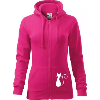 Dámská mikina Zamilovaná kočka ocásek - Dámská mikina trendy zipper s kapucí - 2XL ( Purpurová )