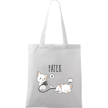 Kočky bez energie pátek - Taška bavlněná - 42 x 38 cm ( Bílá )