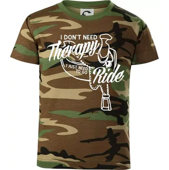 I don't Therapy Ride - jezdkyně - Dětské maskáčové triko - 122 cm/6 let ( Hnědý maskáč )