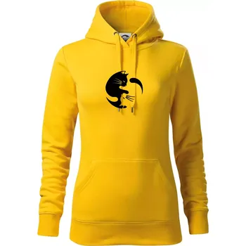 Dámská mikina Kočka - Jin jang - Mikina dámská Cape s kapucí - 2XL ( Žlutá )