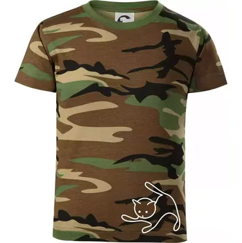 Chlapecké oblečení Kočka si hraje - Dětské maskáčové triko - 134 cm/8 let ( Hnědý maskáč )