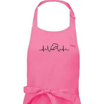 Kuchyňská zástěra EKG kuchařská čepice - Dámská zástěra na vaření - Univerzální velikost ( Růžová )