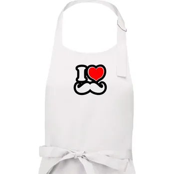 Kuchyňská zástěra i love mustache - obrys - Pánská zástěra na vaření - Univerzální velikost ( Bílá )