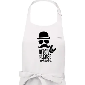 Kuchyňská zástěra Bitch please! Mustache - Dámská zástěra na vaření - Univerzální velikost ( Bílá )