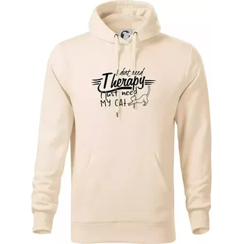 Pánská mikina I dont need therapy - i need my cat - Mikina pánská Cape s kapucí - 2XL ( Mandlová )