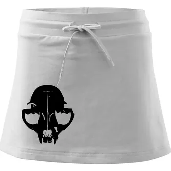 Dámská sukně Kočka - Cat skull - Sportovní sukně - two in one - M ( Bílá )