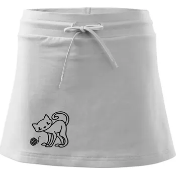 Dámská sukně Kočka - Klubíčko - prsa - Sportovní sukně - two in one - XS ( Bílá )
