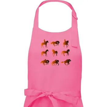 Kuchyňská zástěra Koně v kostce - Pánská zástěra na vaření - Univerzální velikost ( Růžová )