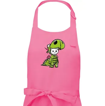 Kuchyňská zástěra Kočkosaurus Rex - Dámská zástěra na vaření - Univerzální velikost ( Růžová )