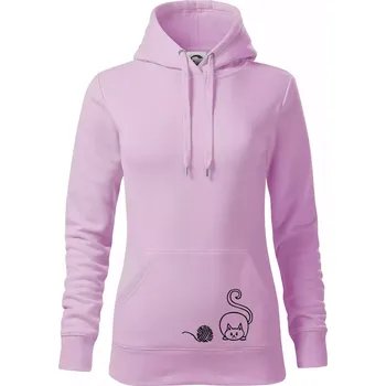 Dámská mikina Kočka klubíčko - Mikina dámská Cape s kapucí - S ( Orchid )