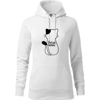 Dámská mikina Pořád kočka - Mikina dámská Cape s kapucí - S ( Bílá )