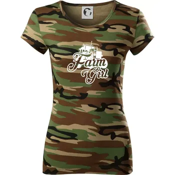 Dámské tričko Farm Girl - Dámské maskáčové triko - M ( Hnědý maskáč )