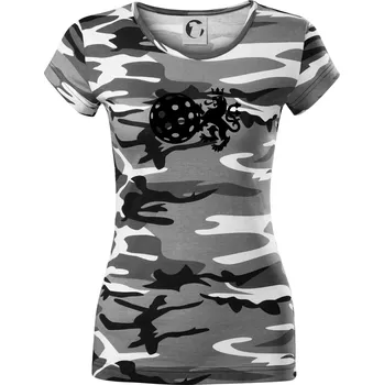 Dámské tričko Český lev florbal - Dámské maskáčové triko - XS ( Šedý maskáč )