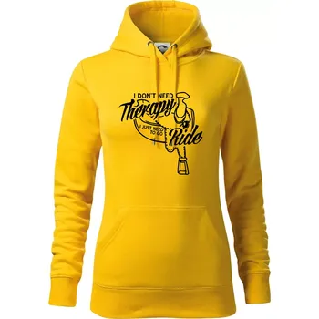Dámská mikina I don't Therapy Ride - jezdkyně - Mikina dámská Cape s kapucí - S ( Žlutá )