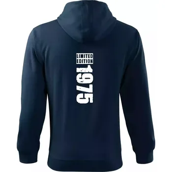 Pánská mikina Limited edition 1975 pruh - Mikina s kapucí na zip trendy zipper - S ( Námořní modrá (velmi tmavá - téměř černá) )