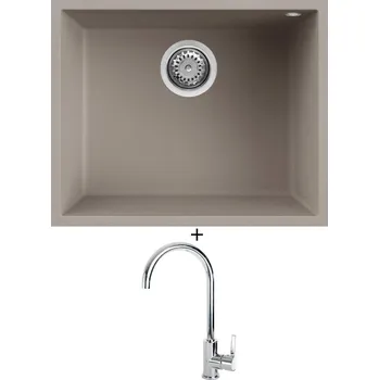 Granitový dřez Dřez pod desku SET Elleci QUADRA 105 UM G43 tortora + Elleci C01 CADDY chrom