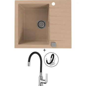 Granitový dřez Granitový dřez SET Alveus CADIT 10 beige 55 + Kuchinox ELZA BKE 761 chrom/černá