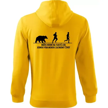 Pánská mikina Buďte hodní na tlusté lidi - Mikina s kapucí na zip trendy zipper - L ( Žlutá )