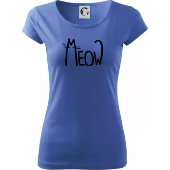 Dámské tričko Meow - Mňau - Dámské triko Pure - S ( Azurově modrá )