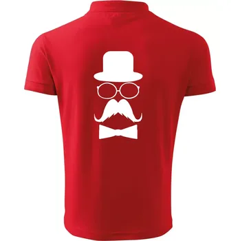 Pánská košile Mustache pán - Polokošile pánská Pique Polo 203 - L ( Červená )