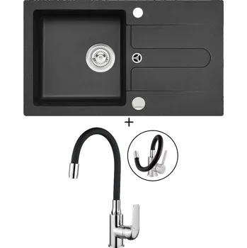 Granitový dřez Granitový dřez SET Alveus CORTINA 110 black 91 + Kuchinox ELZA BKE 761 chrom/černá