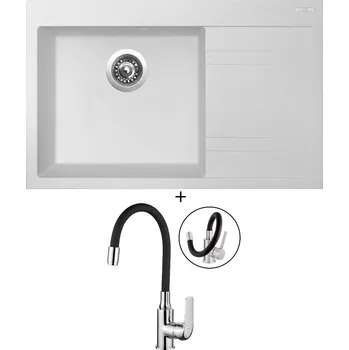 Granitový dřez Granitový dřez SET Sinks RIM 780 L milk + Kuchinox ELZA BKE 761 chrom/černá