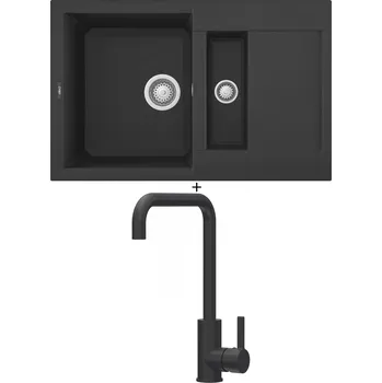 Granitový dřez Granitový dřez SET Elleci EASY 325 G40 full black + Elleci DRIVE G40 full black